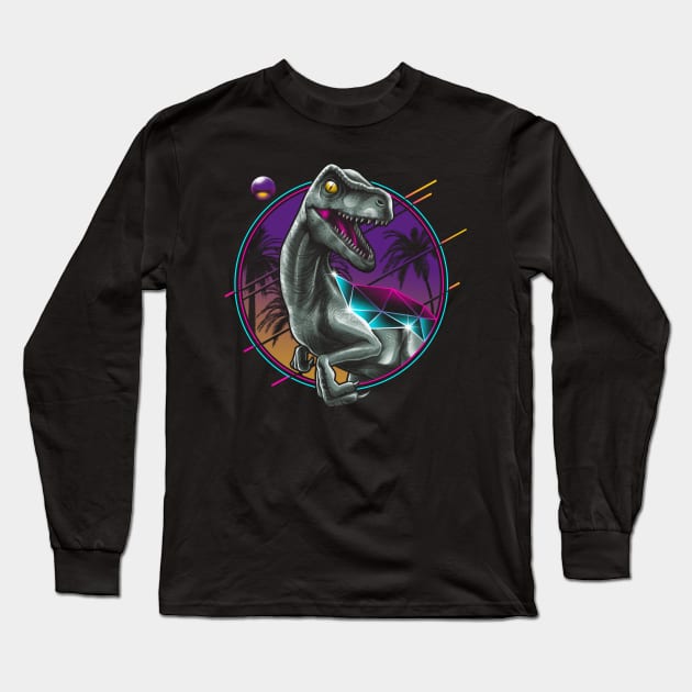 Rad Velociraptor Long Sleeve T-Shirt by Vincent Trinidad Art